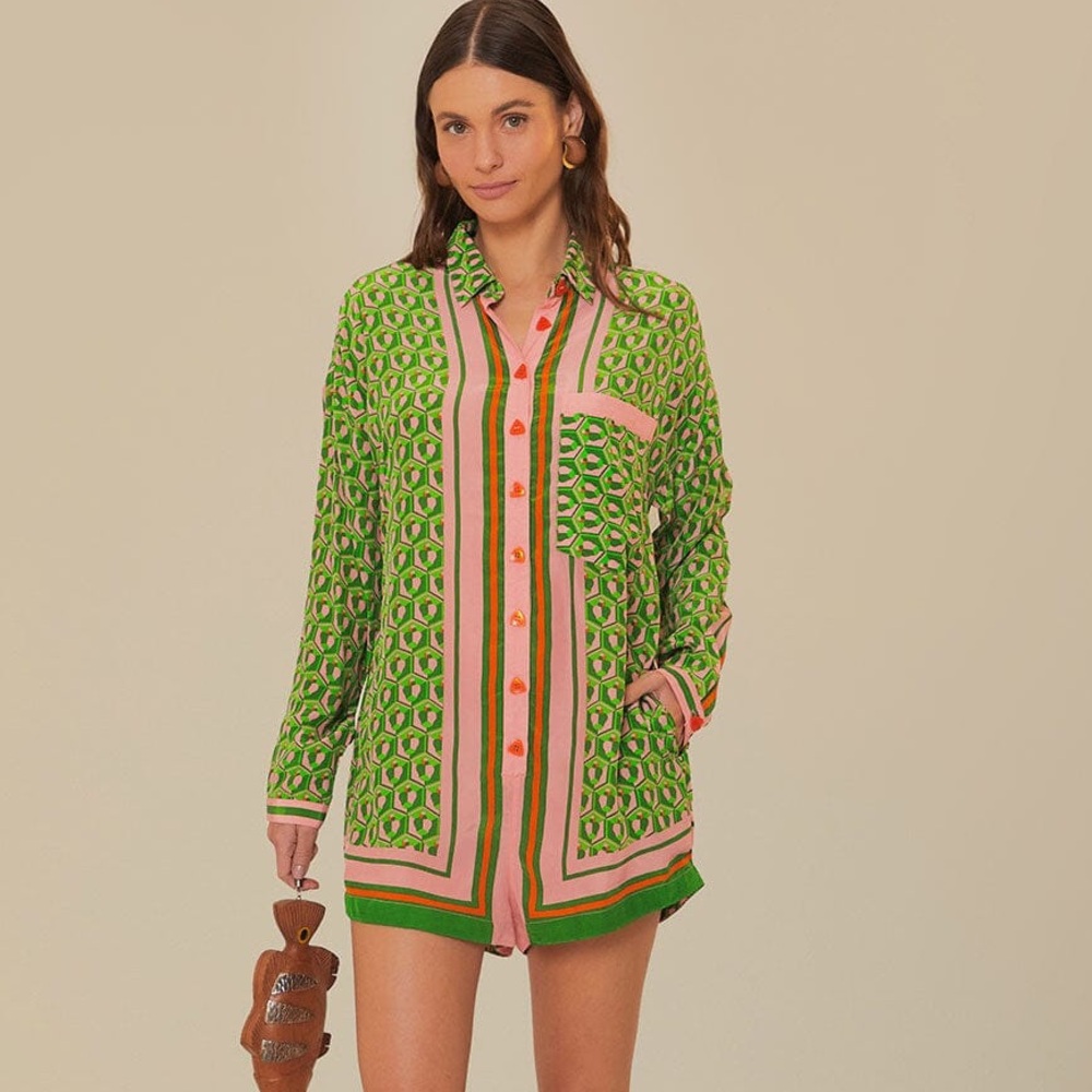 FARM Rio Mixed Cashew Scarf Romper Sz L